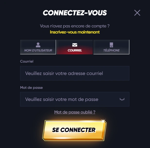 Inscription QuickWin Casino